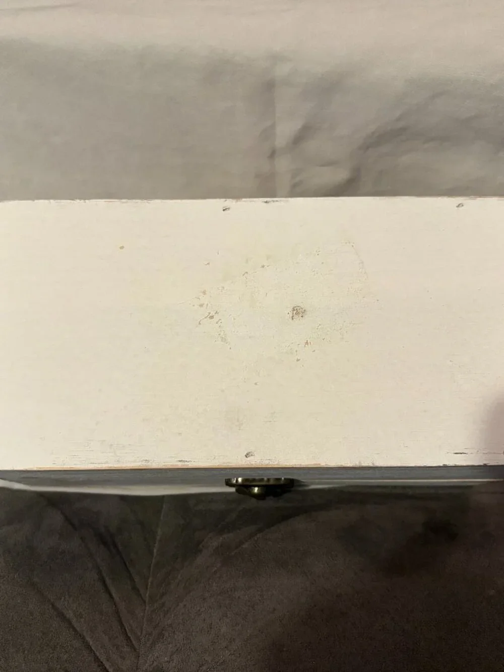 Carved Mango Wooden Box-Rustic Farmhouse w/ Hinged Lid-Whitewashed-8
